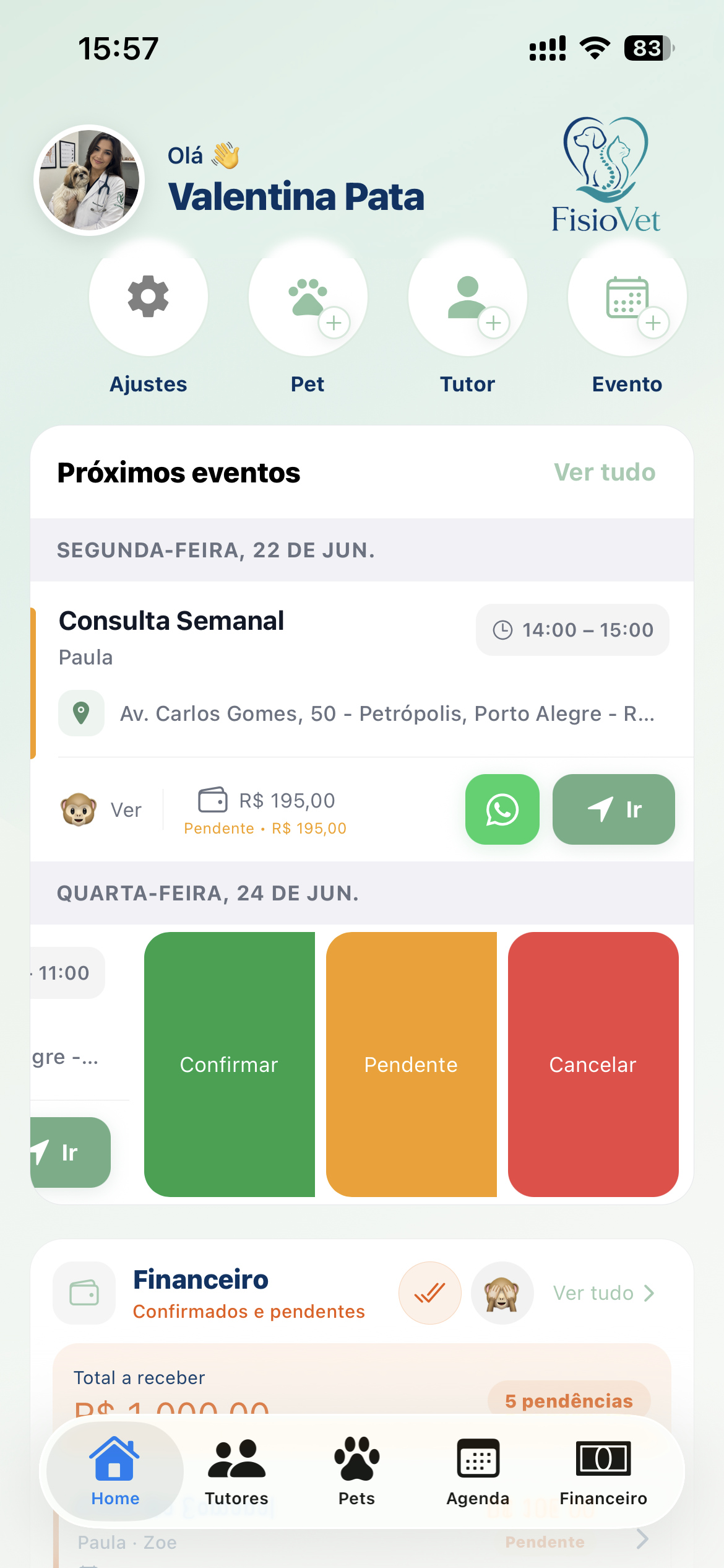 Aplicativo FisioVet para fisioterapia e reabilitação veterinária